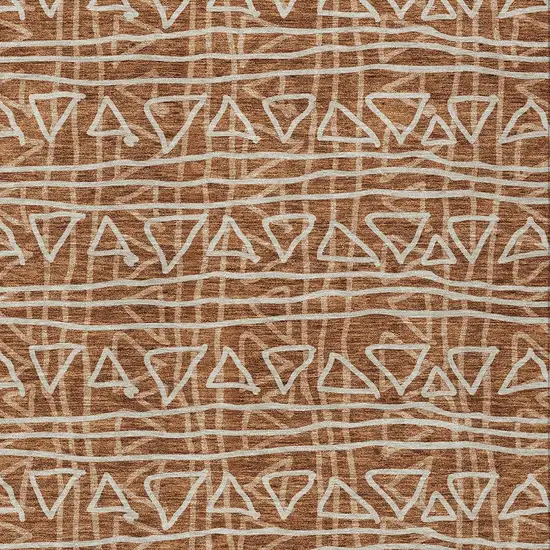 Terra Cotta Copper And Beige Geometric Washable Indoor Outdoor Area Rug Photo 5