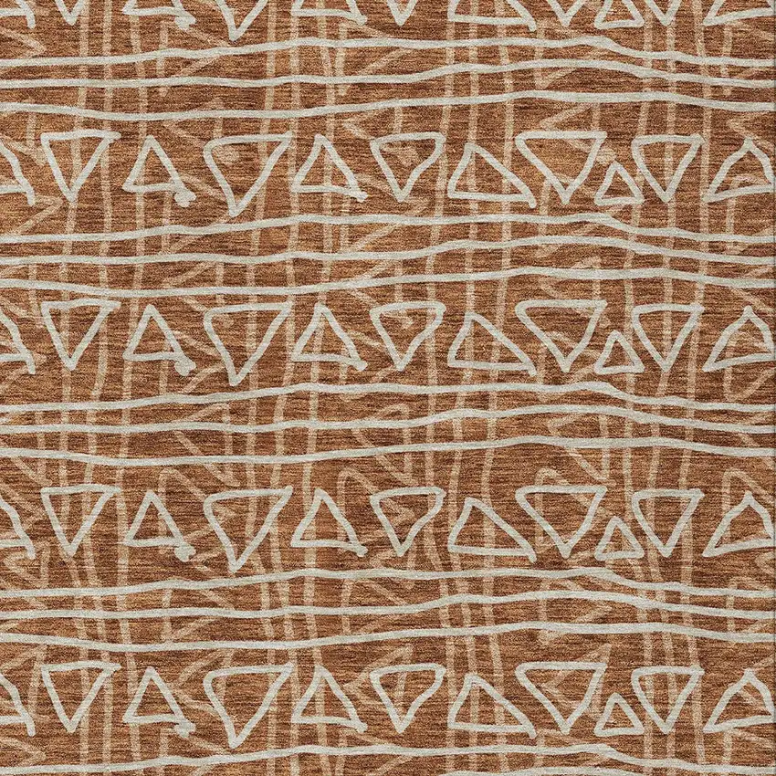Terra Cotta Copper And Beige Geometric Washable Indoor Outdoor Area Rug Photo 5