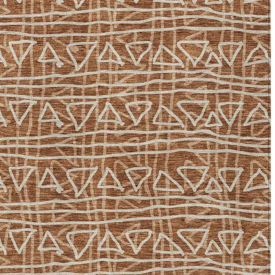 Terra Cotta Copper And Beige Geometric Washable Indoor Outdoor Area Rug Photo 6