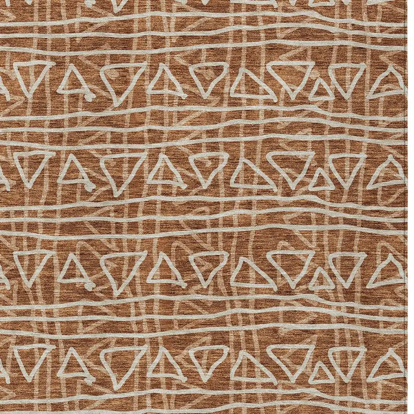 Terra Cotta Copper And Beige Geometric Washable Indoor Outdoor Area Rug Photo 6