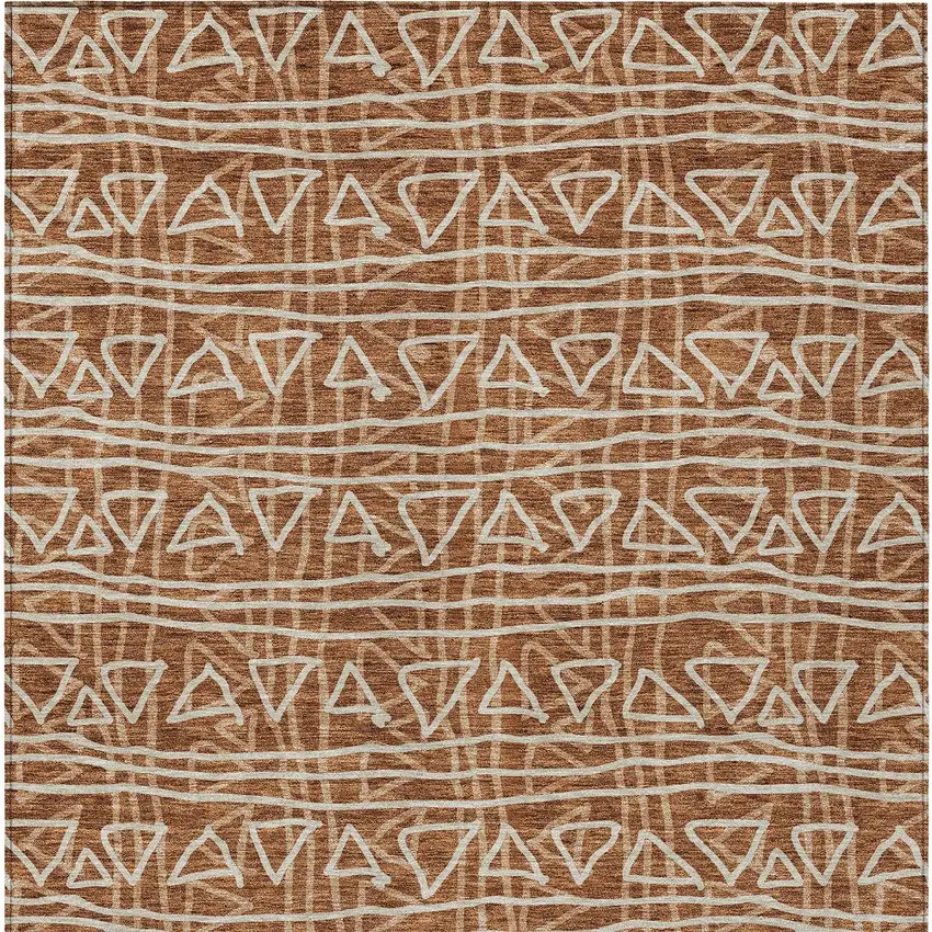 Terra Cotta Copper And Beige Geometric Washable Indoor Outdoor Area Rug Photo 7