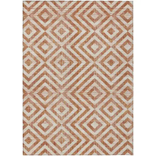 Terra Cotta Copper And Beige Geometric Washable Indoor Outdoor Area Rug Photo 2