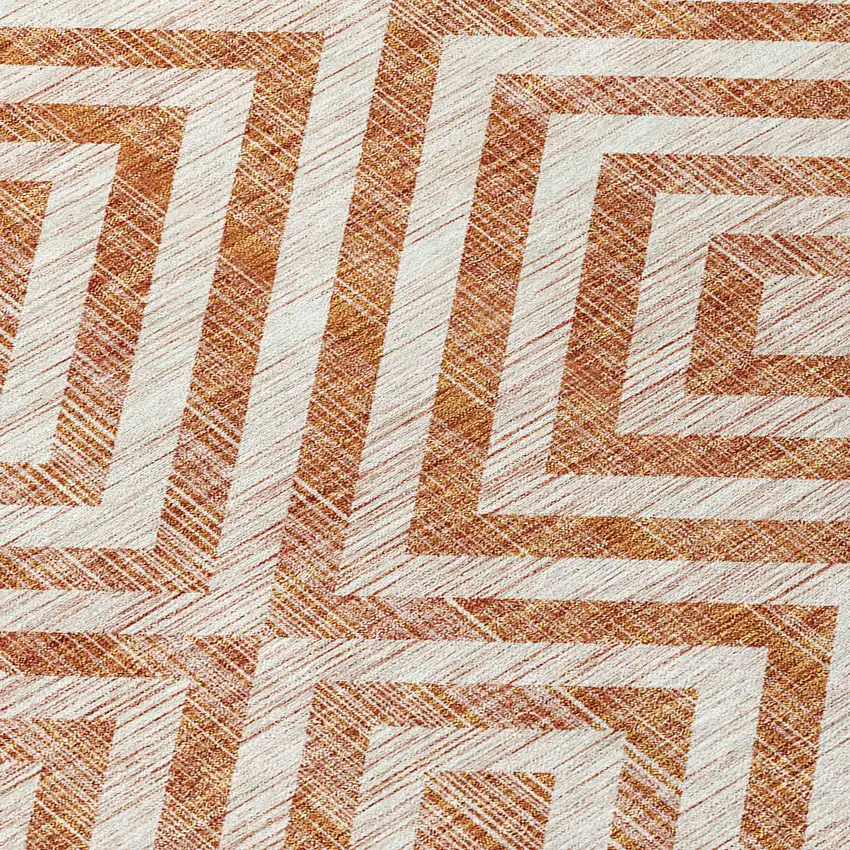 Terra Cotta Copper And Beige Geometric Washable Indoor Outdoor Area Rug Photo 6