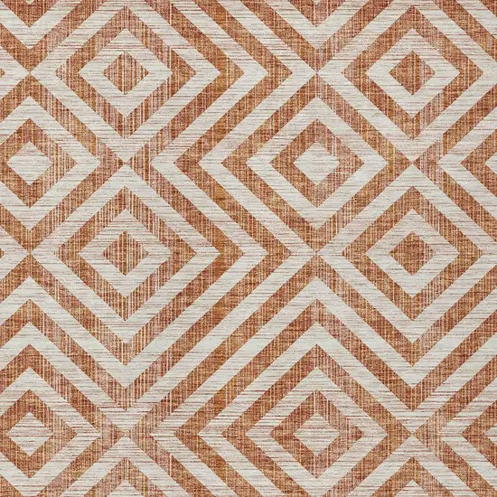 Terra Cotta Copper And Beige Geometric Washable Indoor Outdoor Area Rug Photo 5