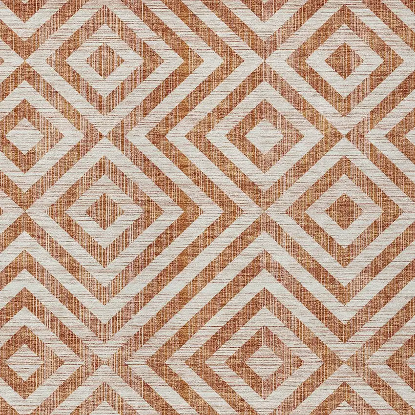 Terra Cotta Copper And Beige Geometric Washable Indoor Outdoor Area Rug Photo 5