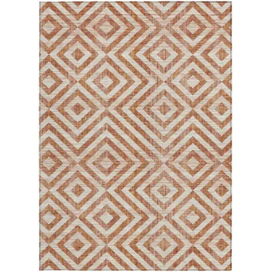 Terra Cotta Copper And Beige Geometric Washable Indoor Outdoor Area Rug Photo 6