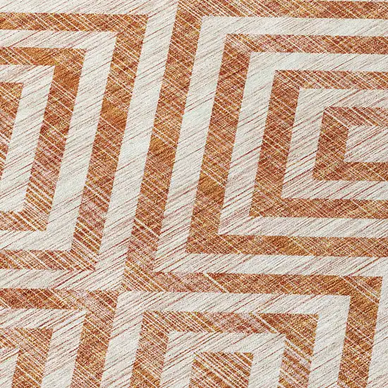 Terra Cotta Copper And Beige Geometric Washable Indoor Outdoor Area Rug Photo 4
