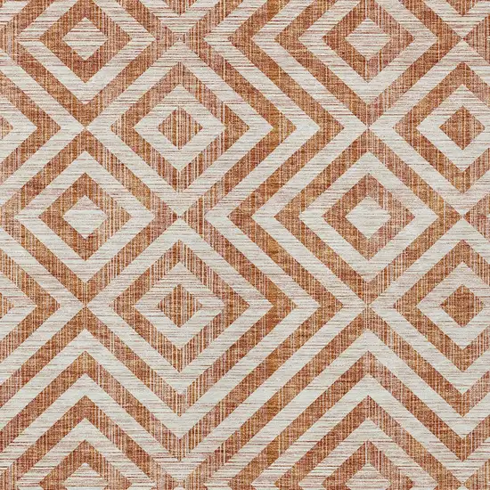 Terra Cotta Copper And Beige Geometric Washable Indoor Outdoor Area Rug Photo 4