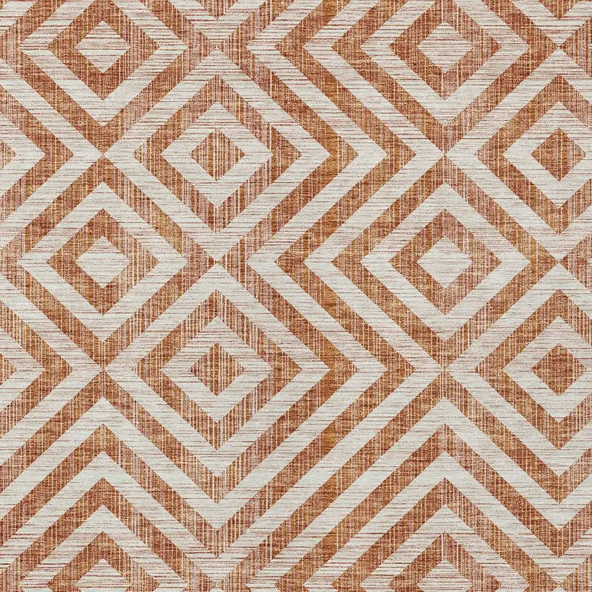Terra Cotta Copper And Beige Geometric Washable Indoor Outdoor Area Rug Photo 4