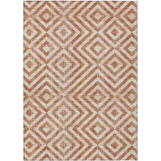Terra Cotta Copper And Beige Geometric Washable Indoor Outdoor Area Rug Photo 1