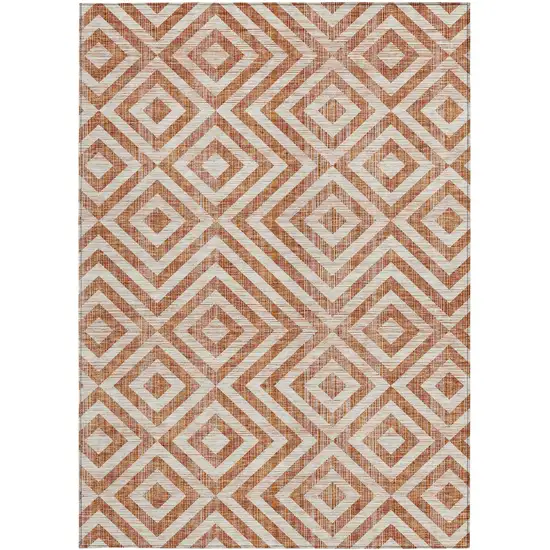Terra Cotta Copper And Beige Geometric Washable Indoor Outdoor Area Rug Photo 7