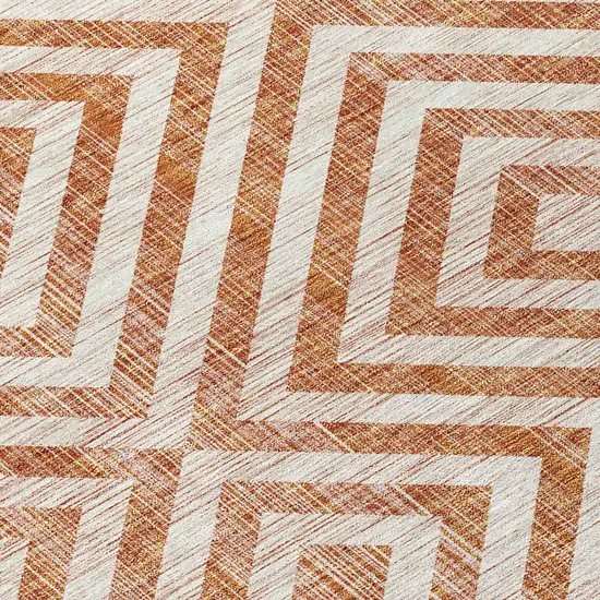 Terra Cotta Copper And Beige Geometric Washable Indoor Outdoor Area Rug Photo 5