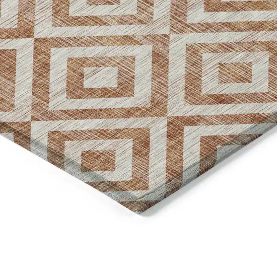 Terra Cotta Copper And Beige Geometric Washable Indoor Outdoor Area Rug Photo 4