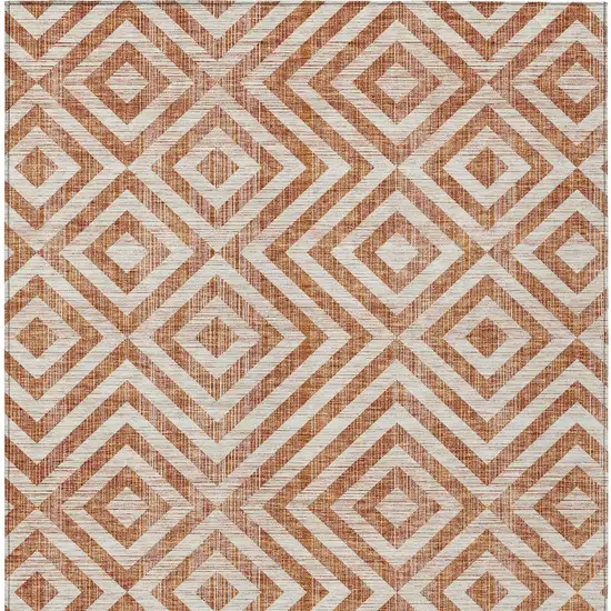 Terra Cotta Copper And Beige Geometric Washable Indoor Outdoor Area Rug Photo 6