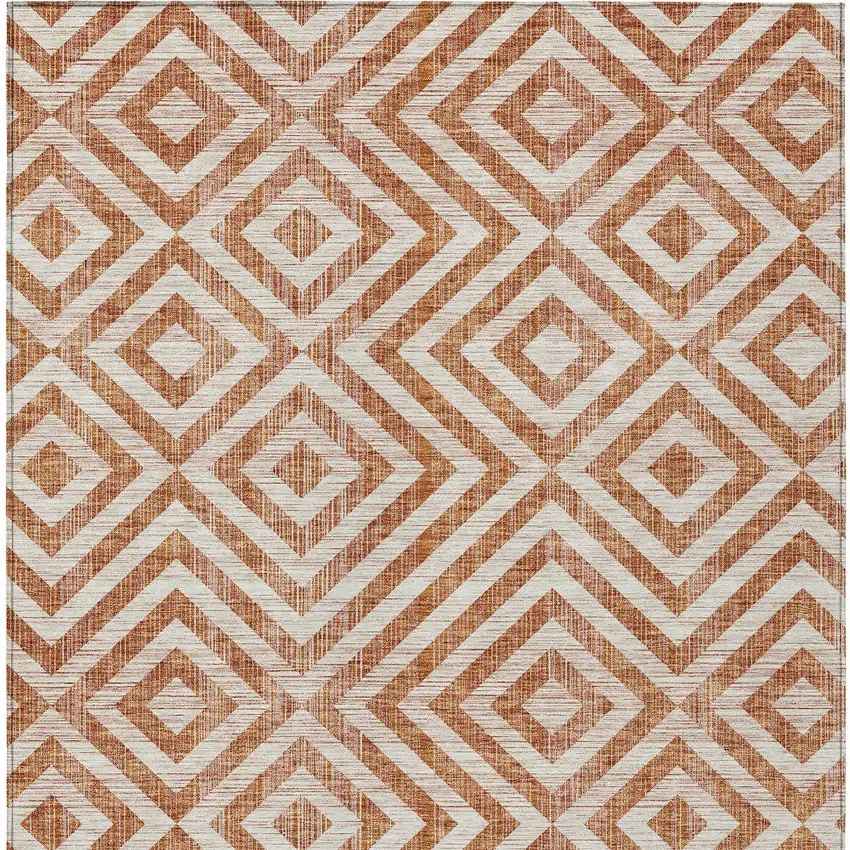 Terra Cotta Copper And Beige Geometric Washable Indoor Outdoor Area Rug Photo 6