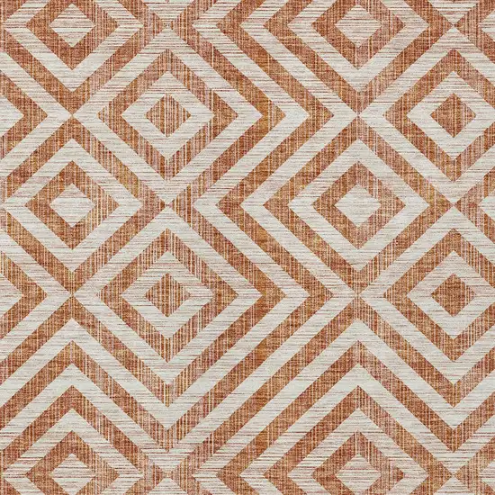 Terra Cotta Copper And Beige Geometric Washable Indoor Outdoor Area Rug Photo 4