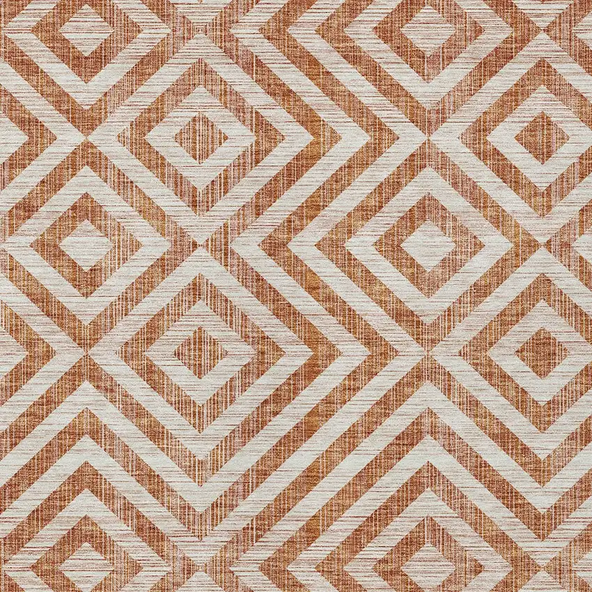 Terra Cotta Copper And Beige Geometric Washable Indoor Outdoor Area Rug Photo 4