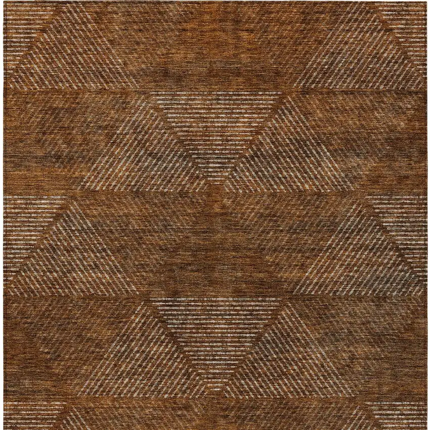 Terra Cotta Copper And Beige Geometric Washable Indoor Outdoor Area Rug Photo 7