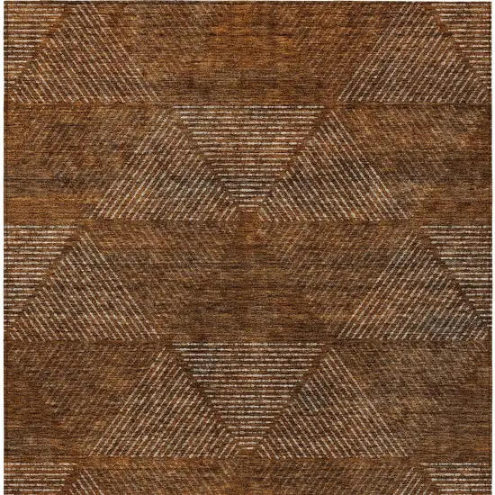 Terra Cotta Copper And Beige Geometric Washable Indoor Outdoor Area Rug Photo 7