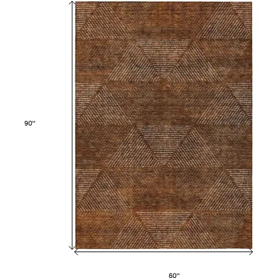 Terra Cotta Copper And Beige Geometric Washable Indoor Outdoor Area Rug Photo 3
