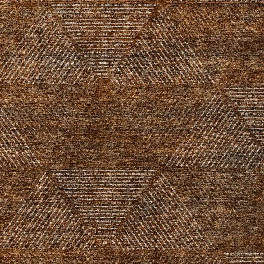 Terra Cotta Copper And Beige Geometric Washable Indoor Outdoor Area Rug Photo 6