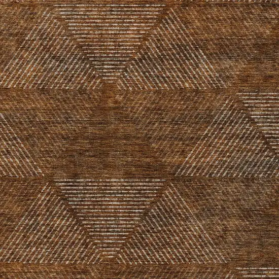 Terra Cotta Copper And Beige Geometric Washable Indoor Outdoor Area Rug Photo 6