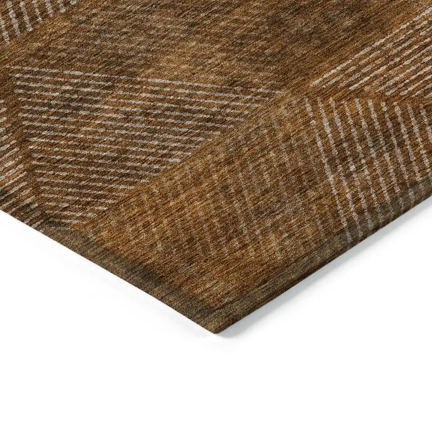Terra Cotta Copper And Beige Geometric Washable Indoor Outdoor Area Rug Photo 5