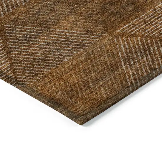 Terra Cotta Copper And Beige Geometric Washable Indoor Outdoor Area Rug Photo 5