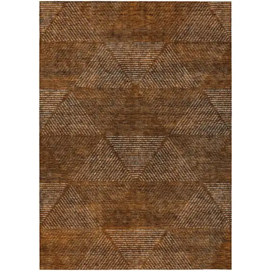Terra Cotta Copper And Beige Geometric Washable Indoor Outdoor Area Rug Photo 2