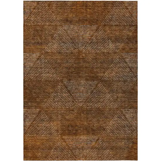 Terra Cotta Copper And Beige Geometric Washable Indoor Outdoor Area Rug Photo 2