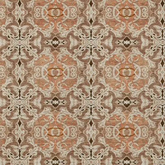 Terra Cotta Copper And Beige Medallion Washable Indoor Outdoor Area Rug Photo 7