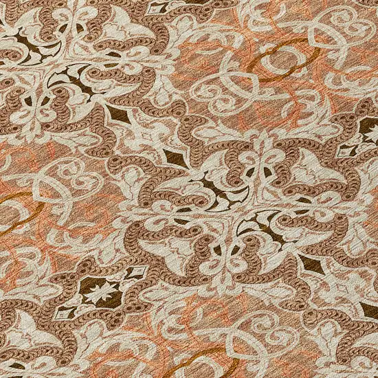 Terra Cotta Copper And Beige Medallion Washable Indoor Outdoor Area Rug Photo 6