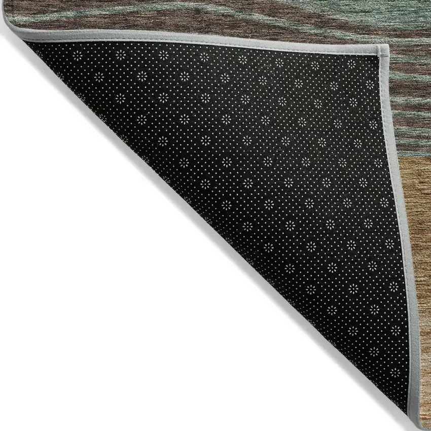 Terra Cotta Copper And Beige Striped Washable Indoor Outdoor Area Rug Photo 2