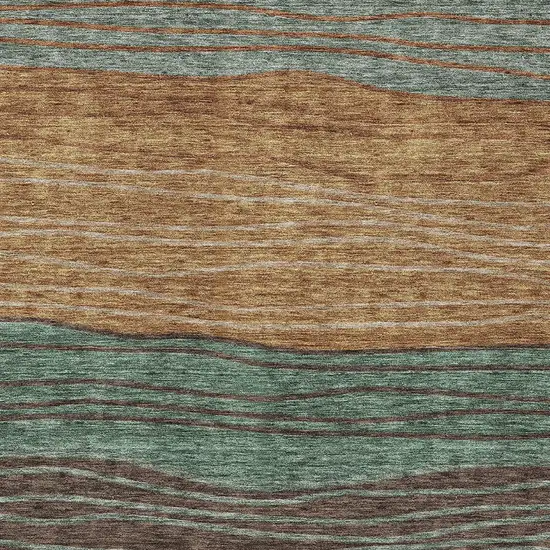 Terra Cotta Copper And Beige Striped Washable Indoor Outdoor Area Rug Photo 4