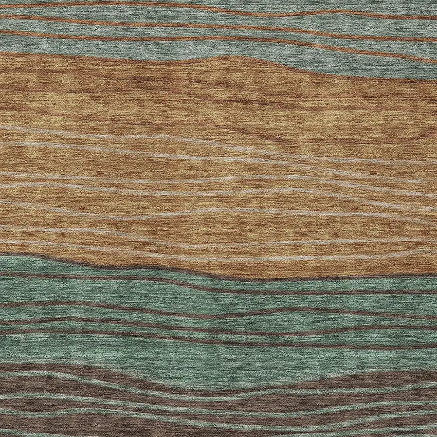 Terra Cotta Copper And Beige Striped Washable Indoor Outdoor Area Rug Photo 4