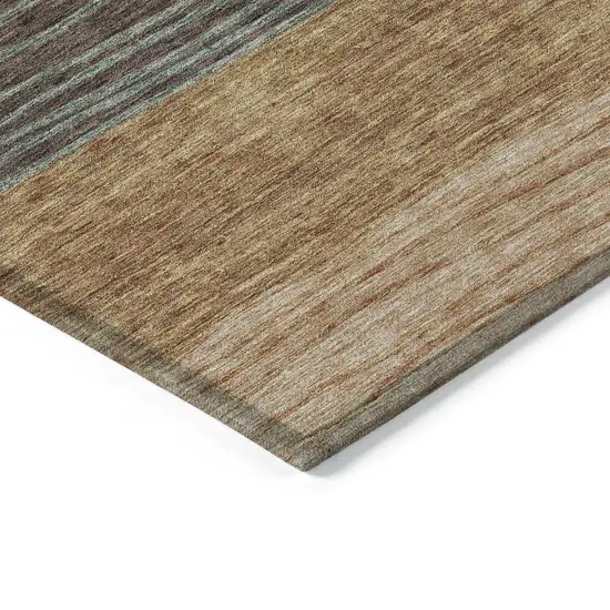 Terra Cotta Copper And Beige Striped Washable Indoor Outdoor Area Rug Photo 4