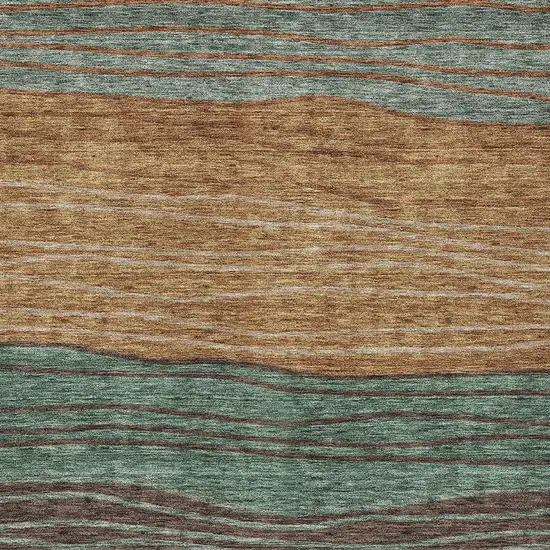 Terra Cotta Copper And Beige Striped Washable Indoor Outdoor Area Rug Photo 4