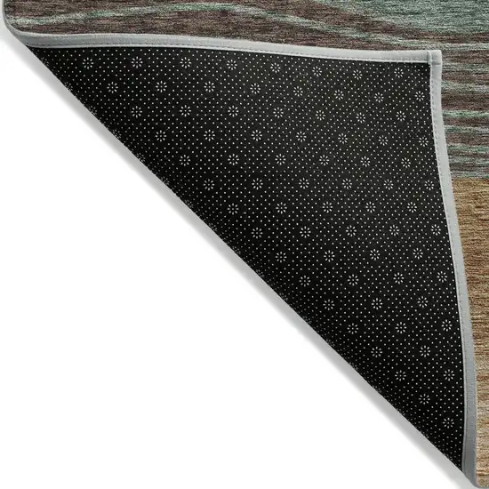 Terra Cotta Copper And Beige Striped Washable Indoor Outdoor Area Rug Photo 2