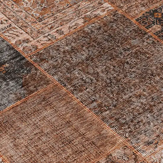 Terra Cotta Copper And Charcoal Patchwork Washable Indoor Outdoor Area Rug Photo 6