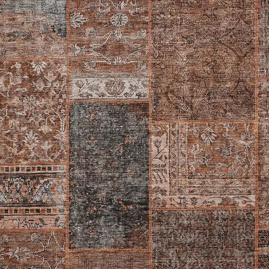 Terra Cotta Copper And Charcoal Patchwork Washable Indoor Outdoor Area Rug Photo 7