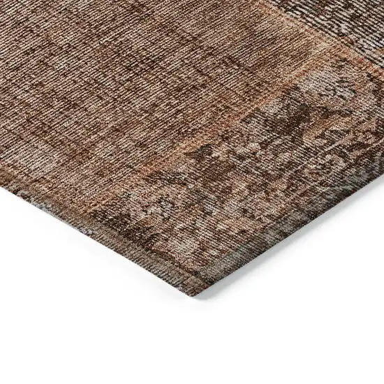 Terra Cotta Copper And Charcoal Patchwork Washable Indoor Outdoor Area Rug Photo 5