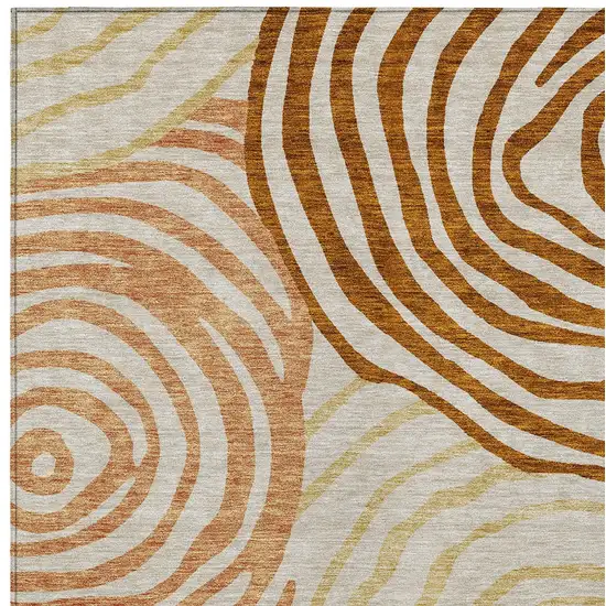 Terra Cotta Copper And Gold Abstract Washable Indoor Outdoor Area Rug Photo 6