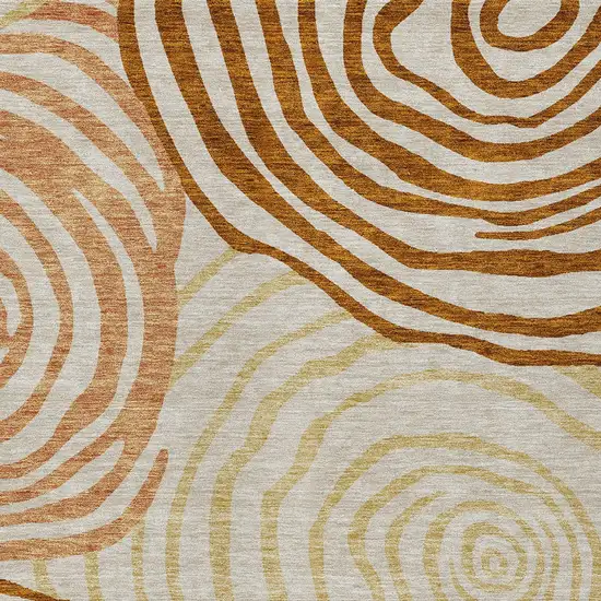 Terra Cotta Copper And Gold Abstract Washable Indoor Outdoor Area Rug Photo 5