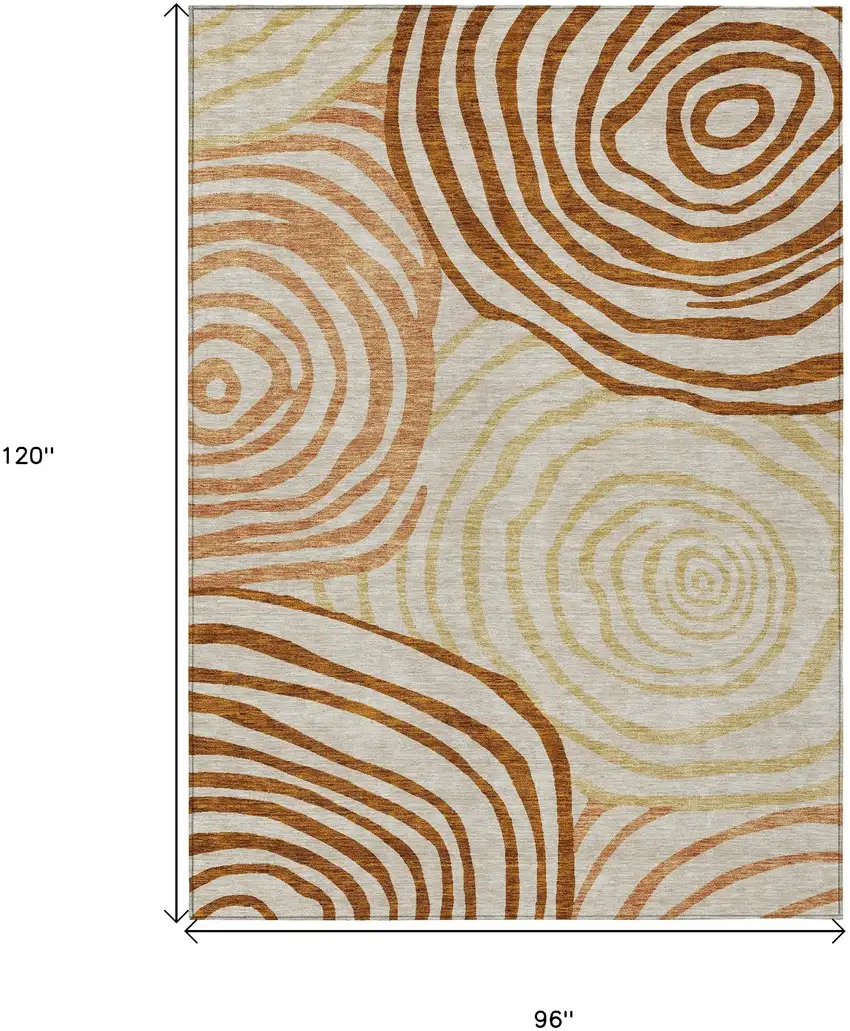 Terra Cotta Copper And Gold Abstract Washable Indoor Outdoor Area Rug Photo 3