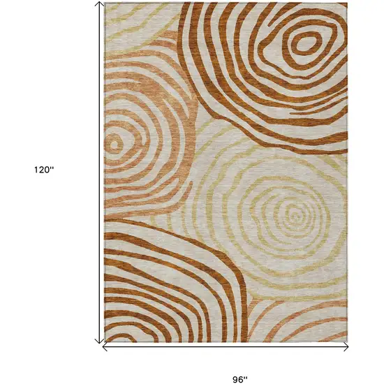 Terra Cotta Copper And Gold Abstract Washable Indoor Outdoor Area Rug Photo 3