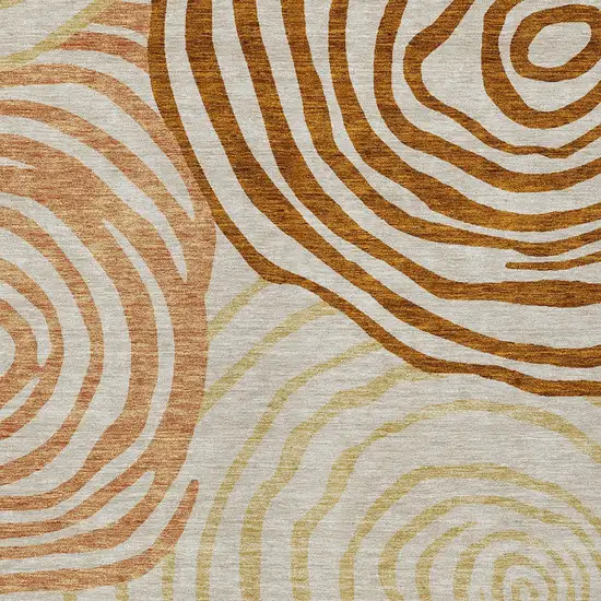 Terra Cotta Copper And Gold Abstract Washable Indoor Outdoor Area Rug Photo 5