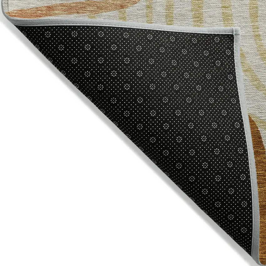 Terra Cotta Copper And Gold Abstract Washable Indoor Outdoor Area Rug Photo 2