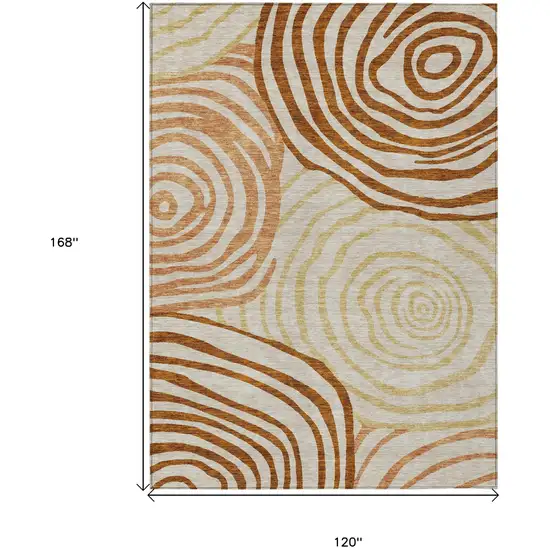 Terra Cotta Copper And Gold Abstract Washable Indoor Outdoor Area Rug Photo 3