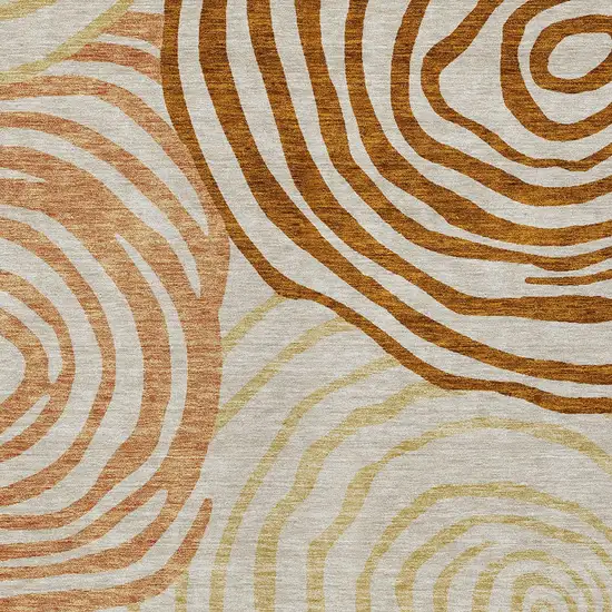 Terra Cotta Copper And Gold Abstract Washable Indoor Outdoor Area Rug Photo 5