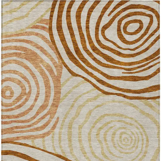 Terra Cotta Copper And Gold Abstract Washable Indoor Outdoor Area Rug Photo 6